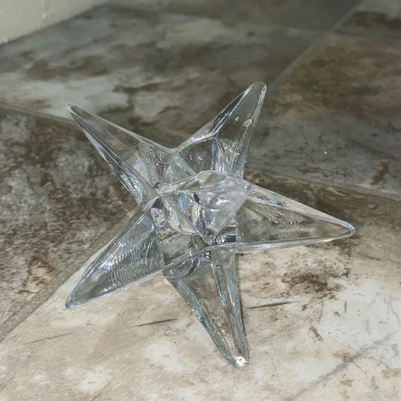 Other - Vintage MCM Glass 3D Star Shaped Candlestick  holder Christmas Decor maximalist